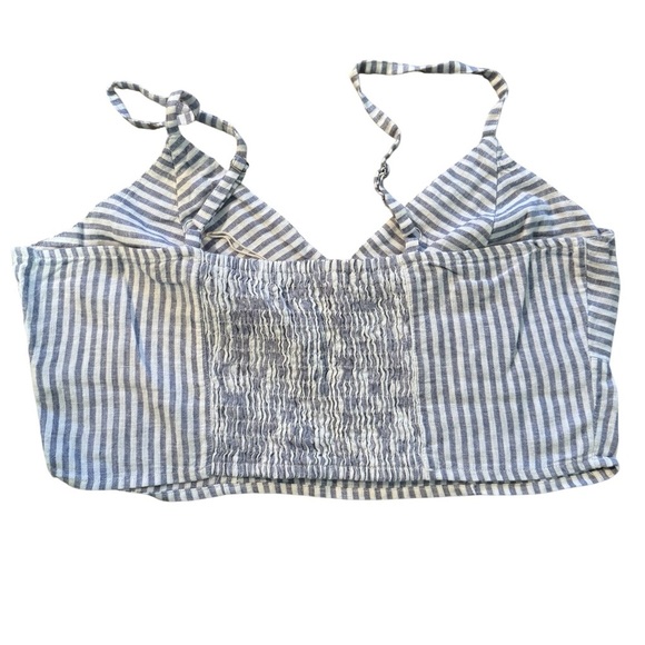 Never Worn! Nautical Blue and White Striped Crop Top - Picture 2 of 3